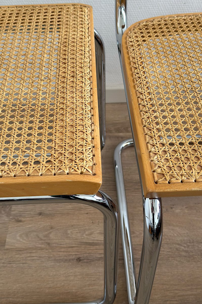 chaise Breuer B32, édition Knoll, zoom sur le cannage des assises