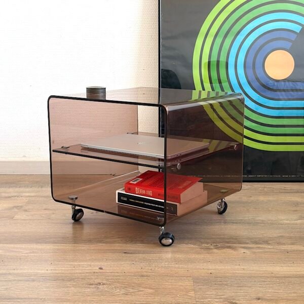 Table basse en Plexiglas fumé, Michel Dumas