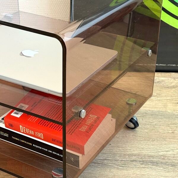 Table basse en Plexiglas fumé, Michel Dumas